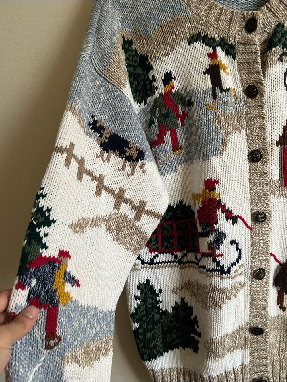 Vintage Northern Treasures knit cardigan Nordic Ski scene, Northern Reflections - Picture 2 of 7